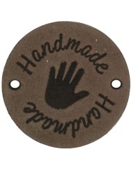 Durable Leren Label Handmade rond 3.5 cm