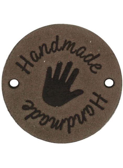 Durable Leren Label Handmade rond 3.5 cm