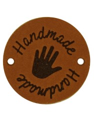 Durable Leren Label Handmade rond 3.5 cm