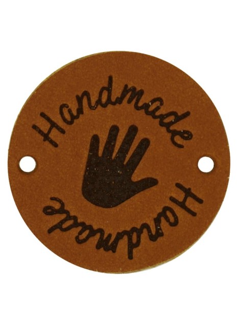 Durable Leren Label Handmade rond 3.5 cm