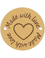 Durable Leren Label Made with Love rond 3.5 cm