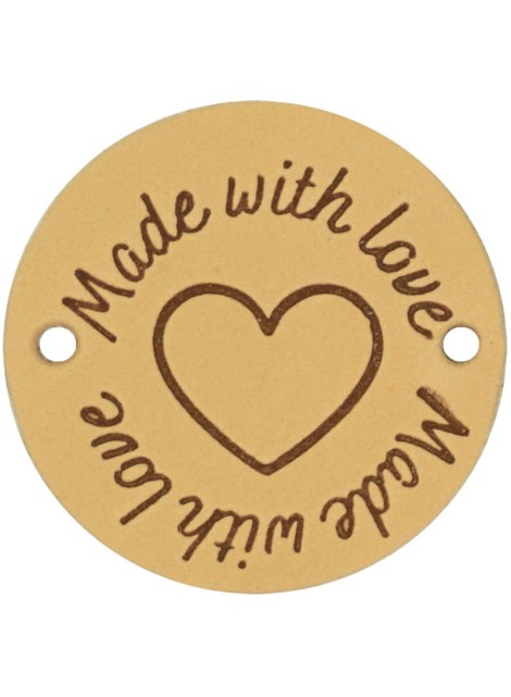 Durable Leren Label Made with Love rond 3.5 cm