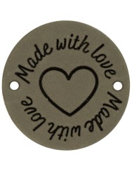 Durable Leren Label Made with Love rond 3.5 cm