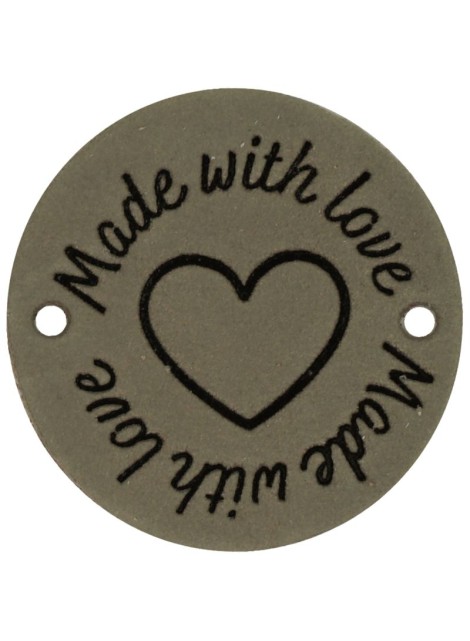 Durable Leren Label Made with Love rond 3.5 cm