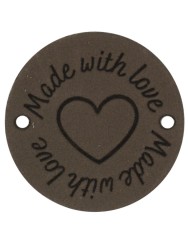 Durable Leren Label Made with Love rond 3.5 cm