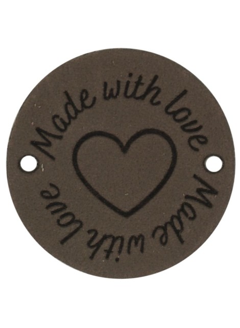 Durable Leren Label Made with Love rond 3.5 cm