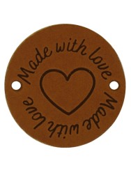 Durable Leren Label Made with Love rond 3.5 cm