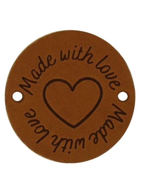 Durable Leren Label Made with Love rond 3.5 cm