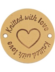 Durable Leren Label Knitted with Love rond 3.5 cm