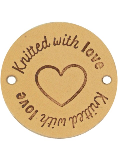 Durable Leren Label Knitted with Love rond 3.5 cm