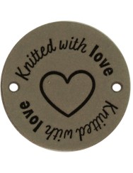 Durable Leren Label Knitted with Love rond 3.5 cm