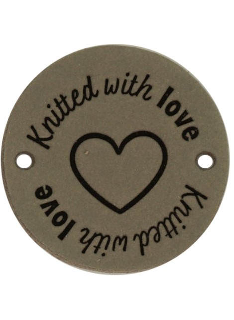 Durable Leren Label Knitted with Love rond 3.5 cm