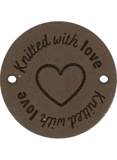 Durable Leren Label Knitted with Love rond 3.5 cm