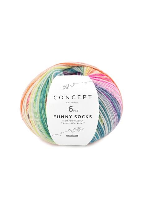 Katia Concept 6 Ply Funny Socks Rainbow (150)