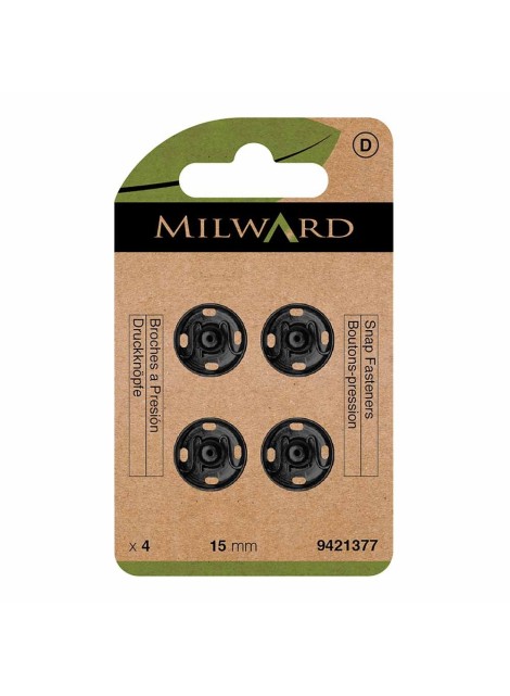 Milward Drukknopen 15 mm zwart