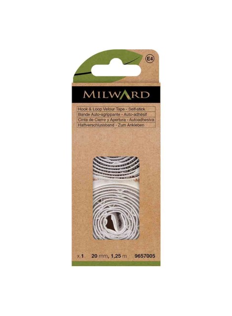 Milward Klittenband zelfklevend wit 20 mm