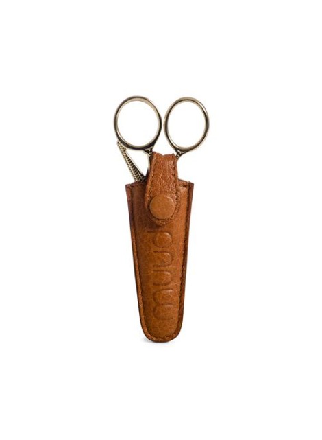 Muud Espoo Handgemaakt leren etui voor schaar 3.5 x 2 x 8 cm - whisky