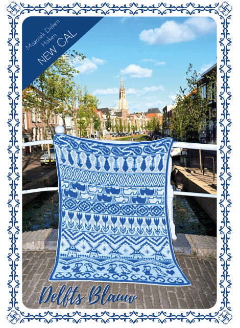 Delfts Blauw Mozaiek Deken (Haakpatroon)