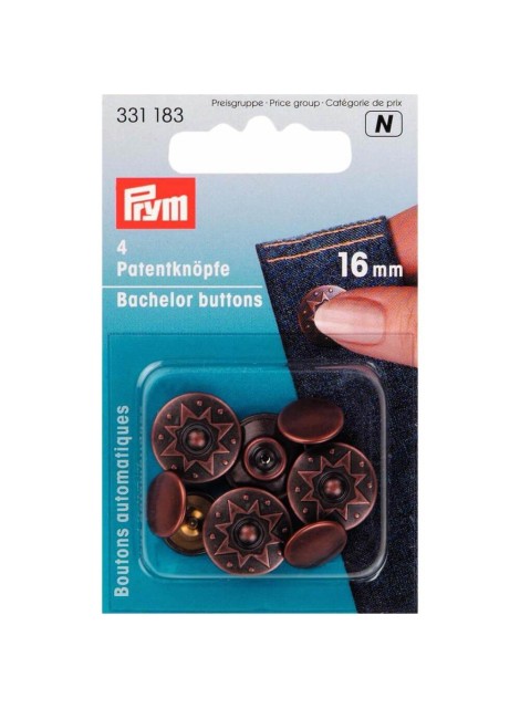 Prym Vrijgezellenknopen Octa 16 mm oud koper