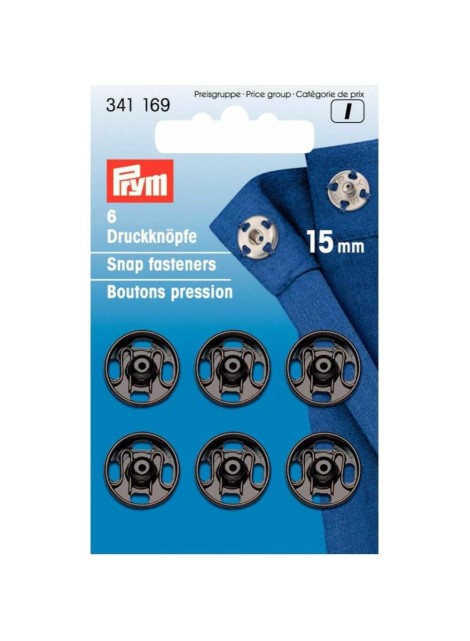 Prym Aannaaidrukknoop messing 15 mm zwart