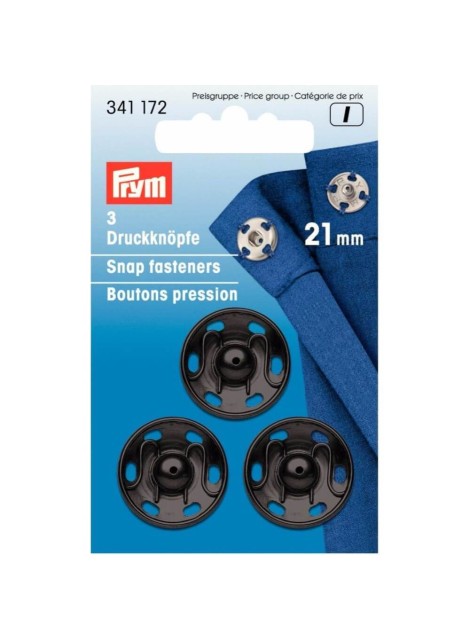 Prym Aannaaidrukknoop messing 21 mm zwart