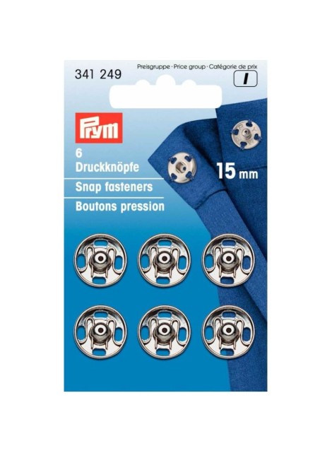 Prym Aannaaidrukknoop messing 15 mm zilver