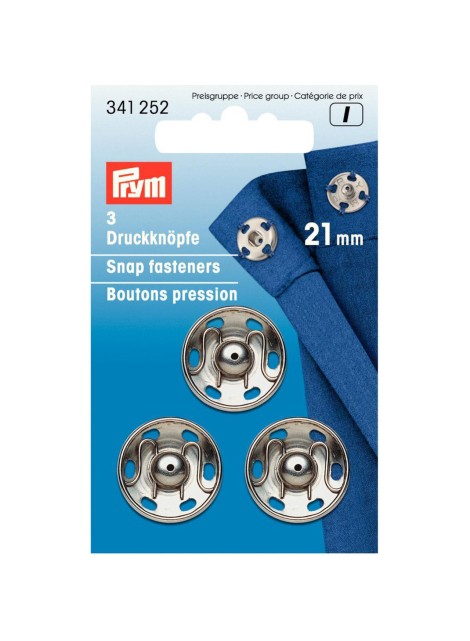 Prym Aannaaidrukknoop messing 21 mm zilver