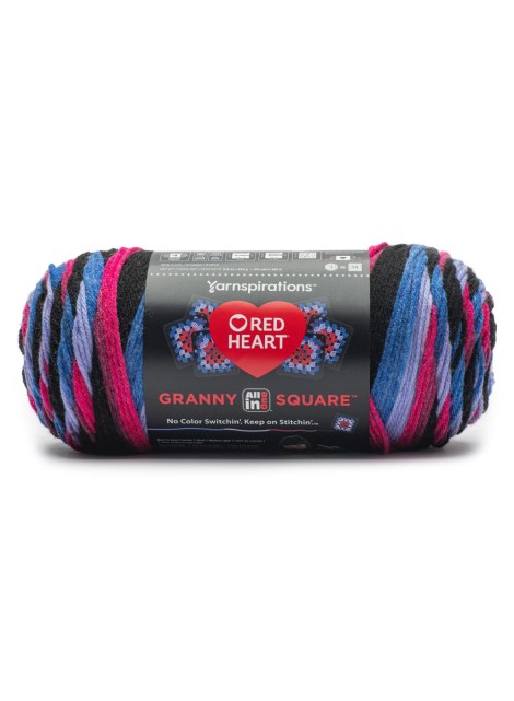 Red Heart Granny Square Black Hyper Violet