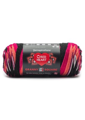 Red Heart Granny Square Black Carnation Code